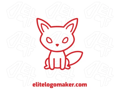 A simple logo design with a red fox in monoline style, combining elegance and clarity for clean and modern branding.