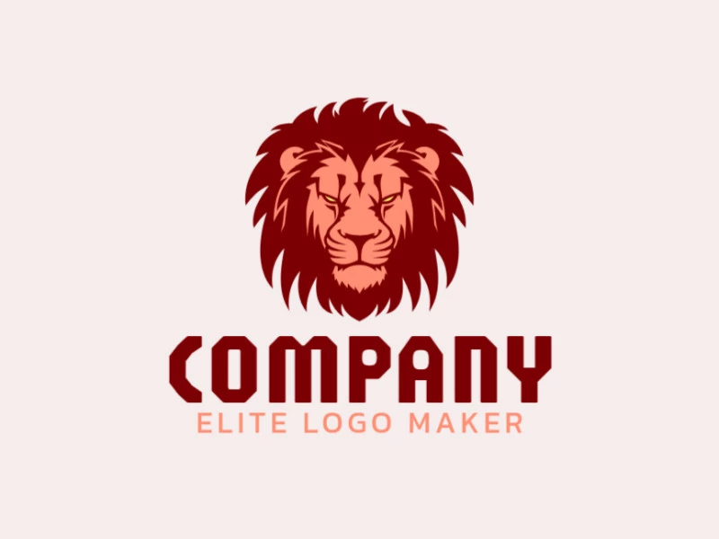 A symmetric logo featuring a majestic red lion, blending vibrant orange and deep red, symbolizing strength and power.