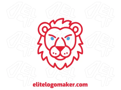 Prominent logo design with a red lion head in mascot style and fine line details, creating a dynamic and striking visual identity.