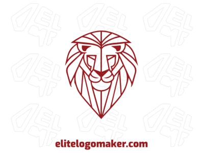 Professional logo with a red lion head in a symmetrical style, perfect for creating a strong and balanced brand identity.