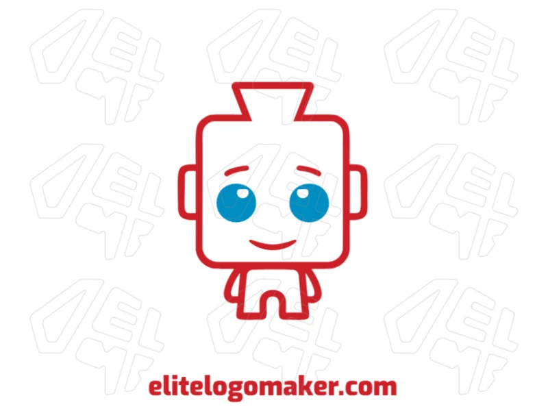 Red Robot With Minimalist Design - Business Logos Subtle design featuring a red robot with a minimalist and symmetrical style, perfect for creating a modern and clean impression.