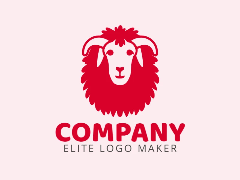 Vector logo in the shape of a red sheep with animal design.