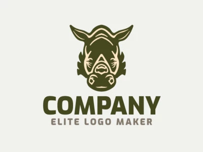 Vector logo in the shape of a rhino head with abstract design and grey color.