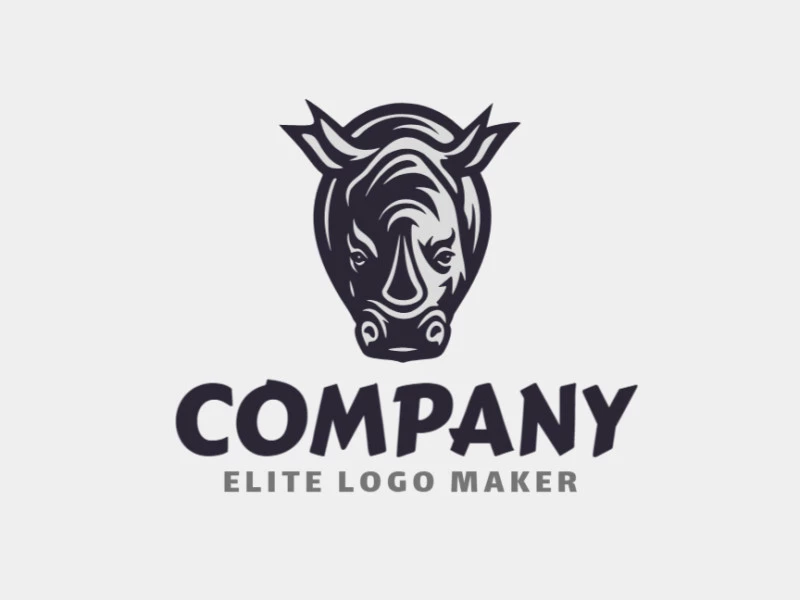 Embodying strength and resilience, this abstract logo showcases a rhino head in sleek shades of grey and black. Its bold design exudes power and determination, making it an ideal choice for brands that symbolize courage and leadership.