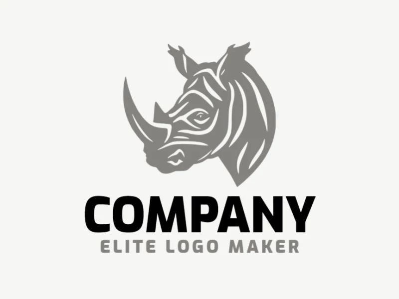 Embodying power and resilience, this abstract logo features the striking shape of a rhino head, symbolizing strength and determination, rendered in shades of grey.