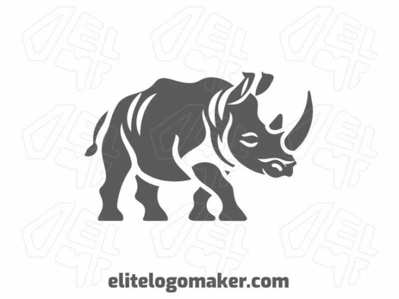 A mascot logo featuring a rhino walking, symbolizing strength and movement with a bold and unique design.