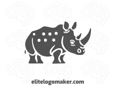 A customizable mascot logo featuring a rhino with a simple design, created for a bold and recognizable brand identity.