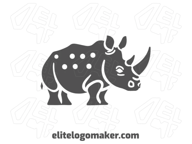 A customizable mascot logo featuring a rhino with a simple design, created for a bold and recognizable brand identity.