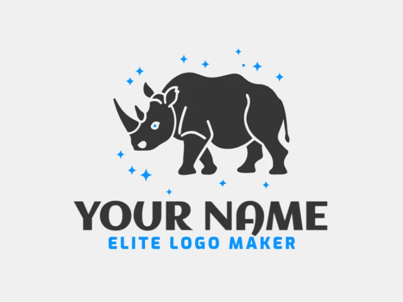 A unique minimalist logo showcasing a professional rhino design surrounded by subtle stars, perfect for modern and sleek branding.