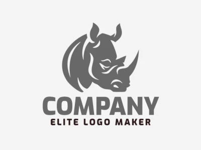 Vector logo in the shape of rhinoceros with simple style and grey color.