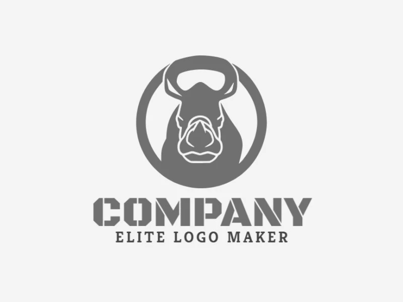 Logo with creative design, forming rhinoceros combined with a kettle with double meaning style and customizable colors.