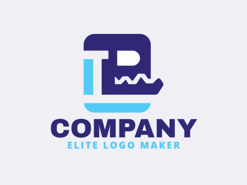 Create a logo for your company in the shape of a robot with a simple style and blue color.