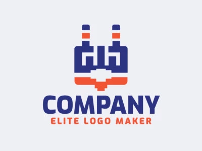 Professional logo in the shape of a robot with an abstract style, the colors used was blue and orange.