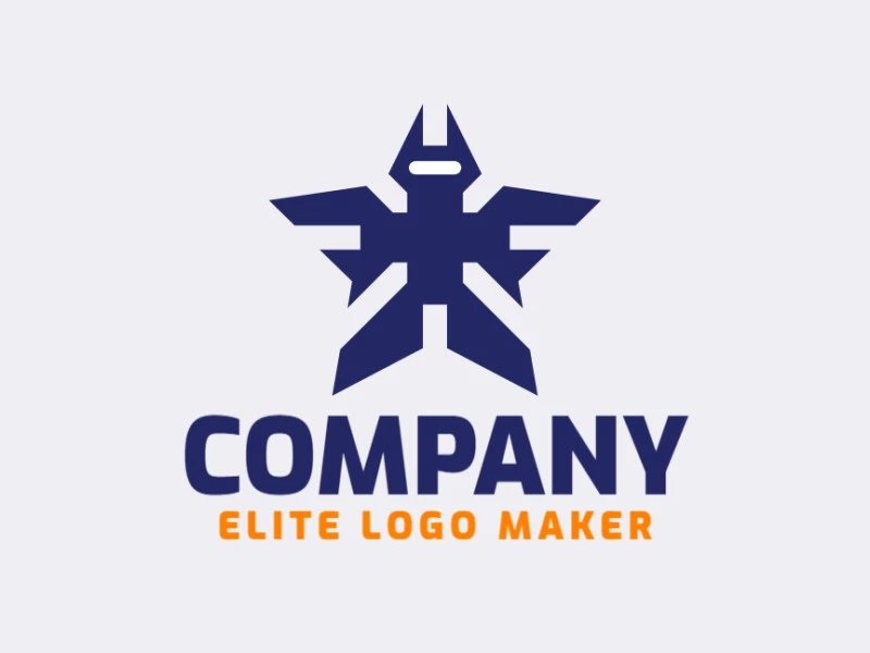 Professional logo in the shape of a robot with an abstract style, the color used was blue.