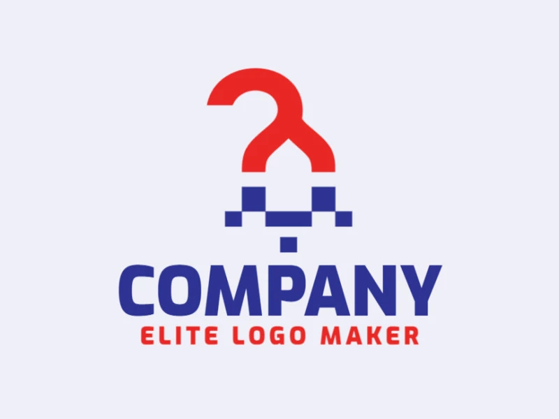 Logo Template for sale in the shape of a robot, the colors used was blue and red.