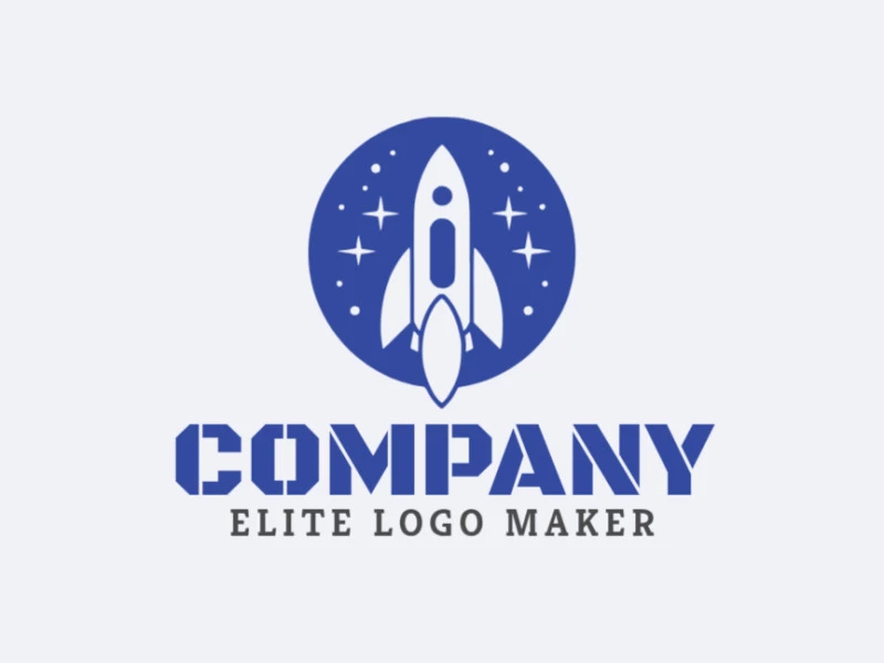 Logo with creative design, forming a rocket with illustrative style and customizable colors.