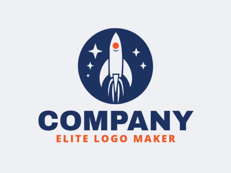 Logo with creative design, forming a rocket with abstract style and customizable colors.