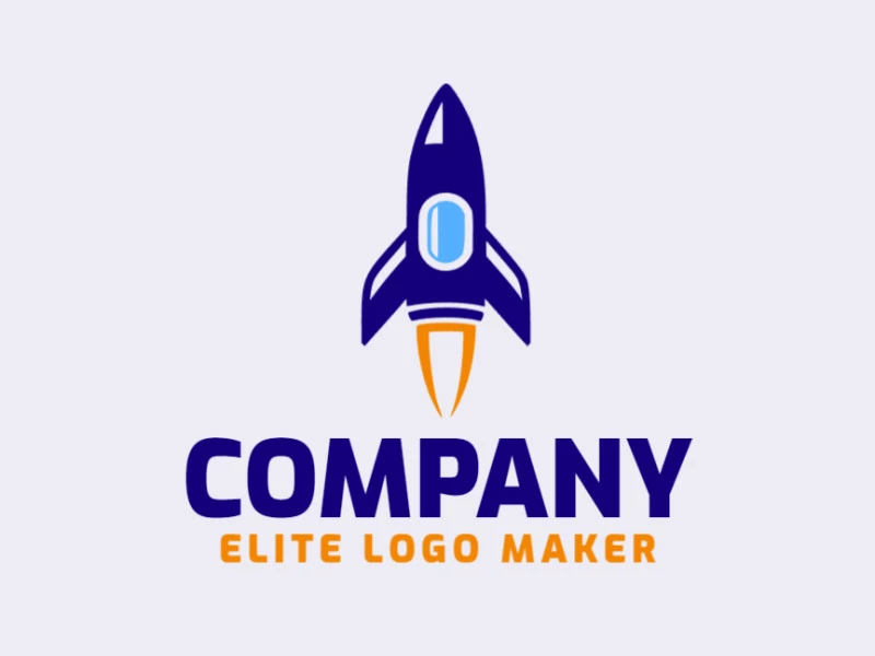 A sophisticated logo in the shape of a rocket with a sleek abstract style, featuring a captivating orange and dark blue color palette.