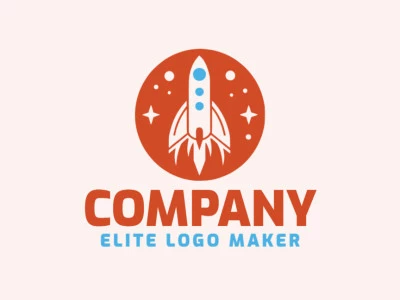 Create your own logo in the shape of a rocket being launched in an abstract style with blue and orange colors.