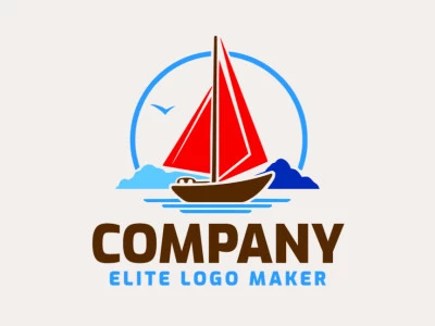 Create your online logo in the shape of a sailboat with customizable colors and abstract style.