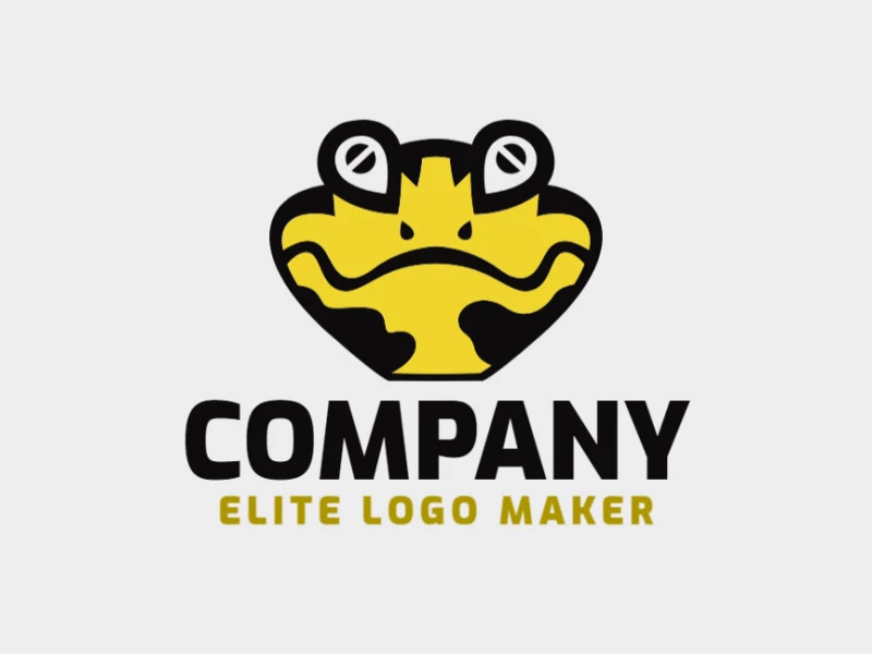 Simple logo in the shape of a salamander head composed of abstract shapes and refined design, the colors used in the logo are black and yellow.