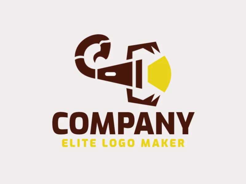 Animal logo in the shape of a scorpion combined with a flashlight with brown and yellow colors.