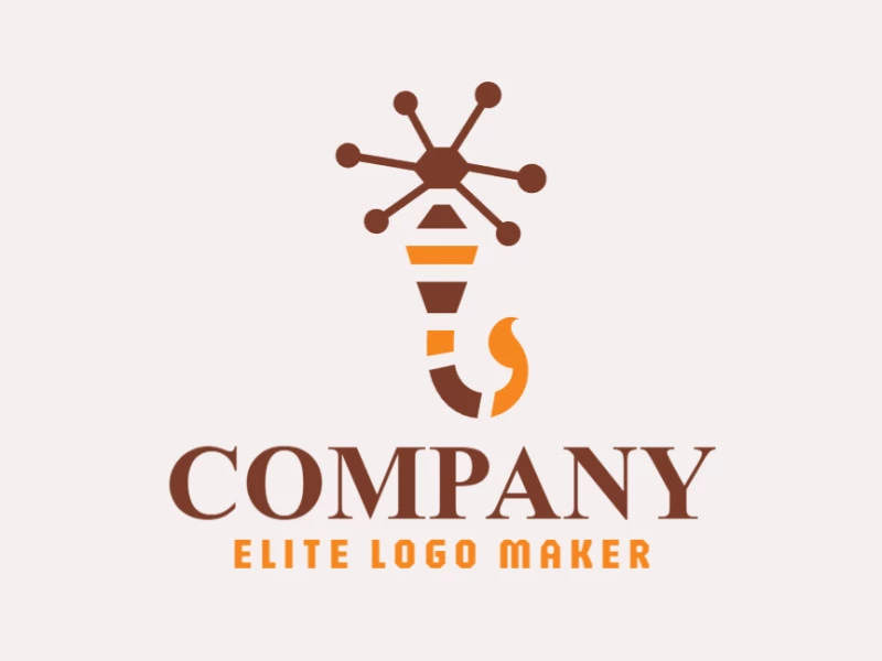 Double meaning logo with the shape of a scorpion combined with circles with yellow and brown colors.