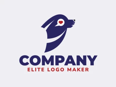 Creative logo with abstract design forming a seal combined with a heart with red and blue colors.