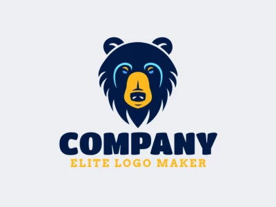 A symmetric bear head logo, projecting strength and seriousness, with a harmonious blend of blue and yellow hues.