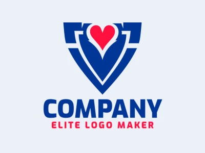 Professional logo in the shape of a shield combined with a heart with an emblem style, the colors used were red and dark blue.