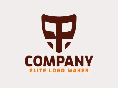 Create a logo for your company in the shape of a shield combined with a letter "P", with abstract style and brown color.