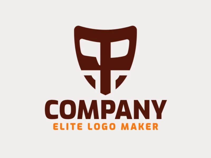 Create a logo for your company in the shape of a shield combined with a letter "P", with abstract style and brown color.