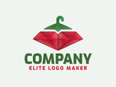 Gradient company logo in the shape of a pepper combined with a diamond and a hanger, the colors used are green, red, and white.