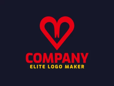 A refined yet cheap logo featuring a simple red heart in a minimalist style, creating a luxurious and elegant impression.