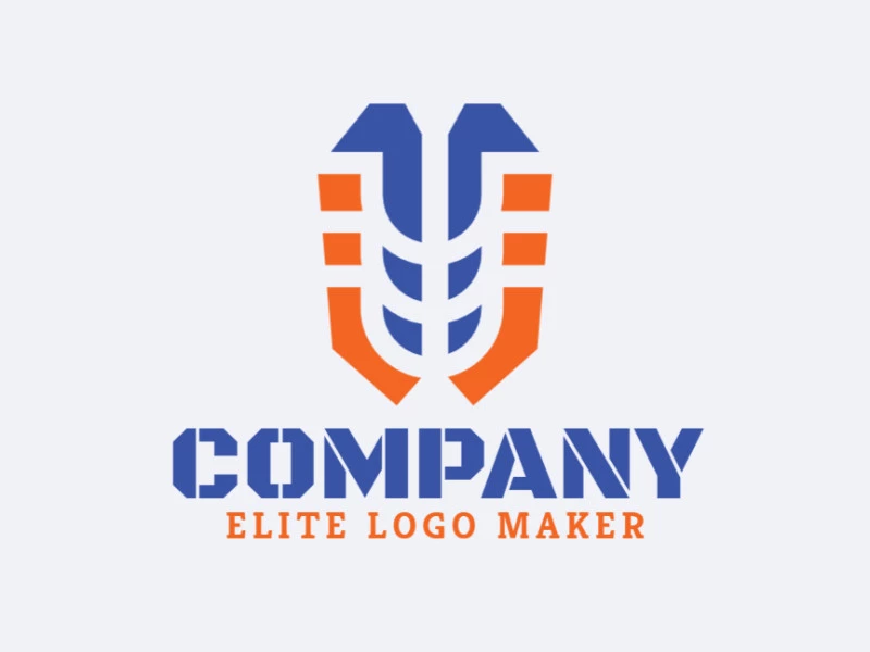 Creative logo in the shape of a brain combined with a skeleton with blue and orange colors.