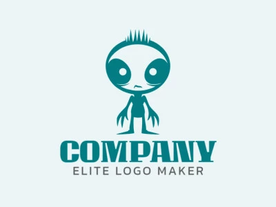 A simple logo composed of abstract shapes forms a skinny alien with a green color.