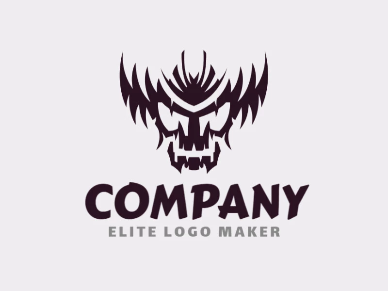 Vector logo in the shape of a skull, with abstract design and black color.