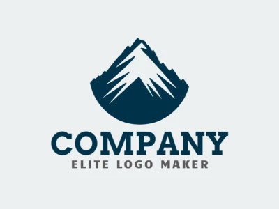 The minimalist logo was created with abstract shapes forming a small mountain with the color dark blue.