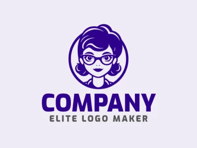 The creative logo was created with abstract shapes forming an intelligent girl with dark blue color.