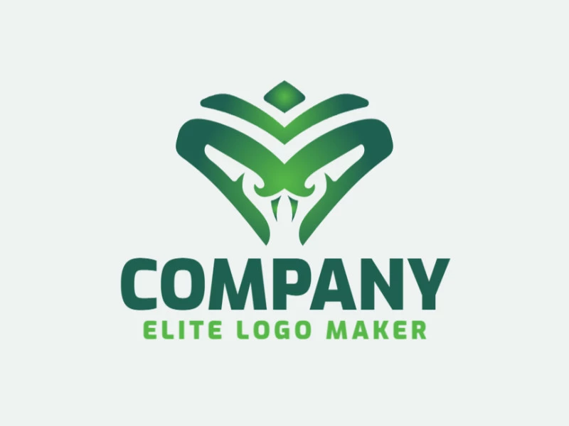 Memorable logo in the shape of a snake head with gradient style, and customizable colors.