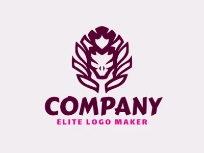 Customizable logo in the shape of a snake head with an abstract style, the color used was purple.