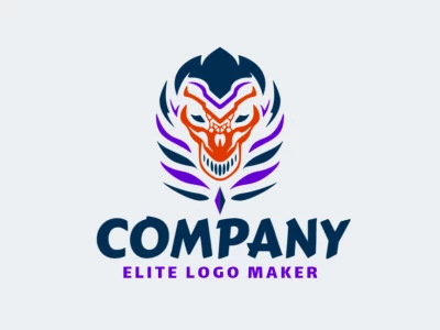 Vector logo in the shape of a snake head with abstract design with blue, orange, and purple colors.