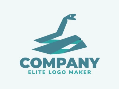 Animal logo composed of abstract shapes and rectangles forming a snake with green and blue colors.