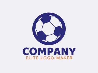 Vector logo in the shape of a soccer ball with a pictorial design and dark blue color.