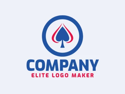 A minimalist logo featuring a spade symbol in blue and red hues, representing precision and passion.