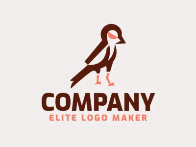 Animal logo with the shape of a sparrow composed of abstracts shapes with brown and orange colors.