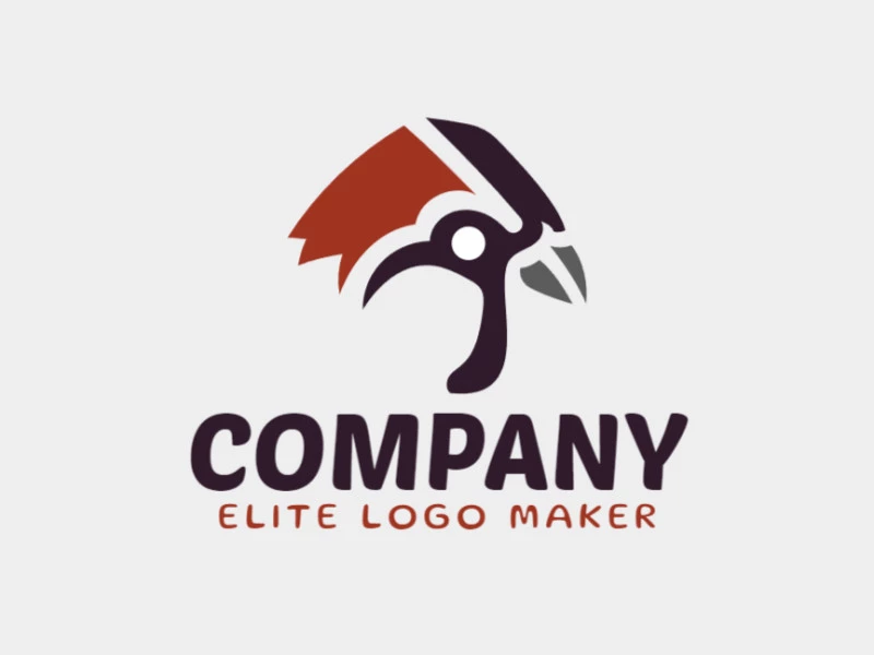 Customizable logo in the shape of a sparrow head, with an abstract style, the colors used was brown and black.