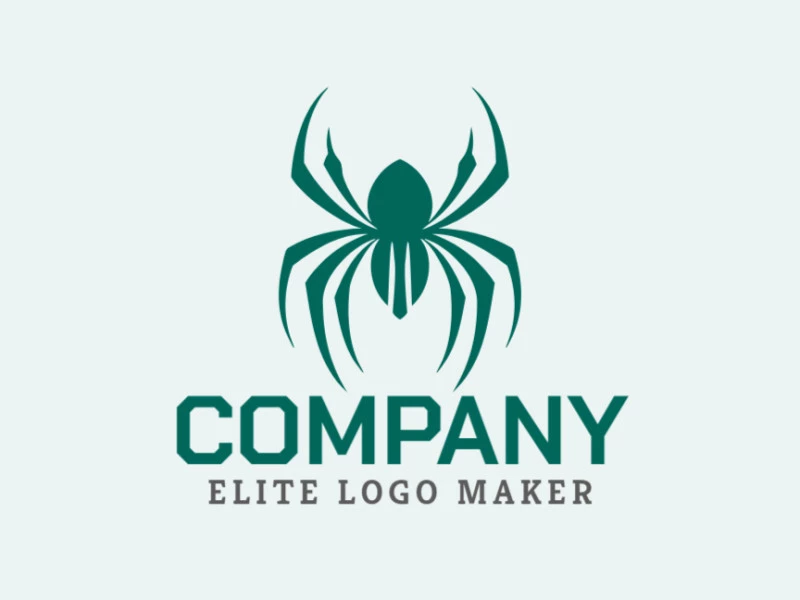 Simple logo composed of abstract shapes forming a spider with the color green.