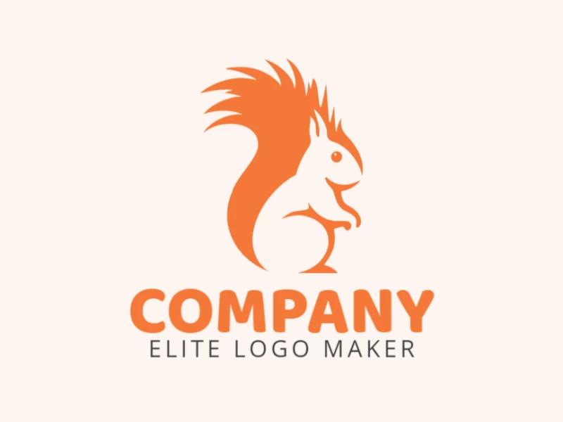 Vector logo in the shape of a squirrel with an animal design and orange color.