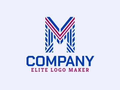 A professional and sophisticated logo featuring a symmetric, striped letter 'M' in bold blue and red hues.